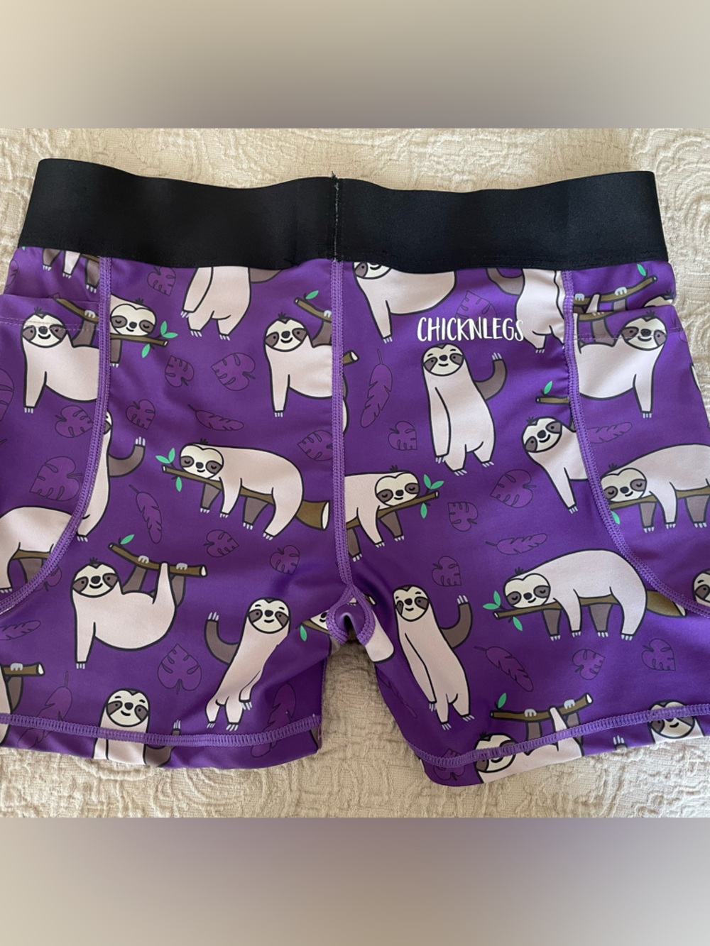 ChicknLegs Women's Purple Sloth Athletic Shorts - Picture 5 of 6
